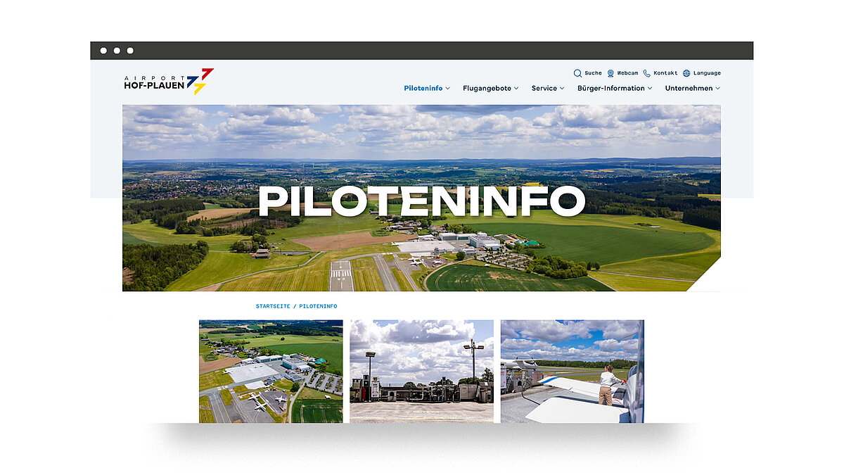 Das Bild zeigt das Titelbild der Seite Piloteninfo des Airport Hof-Plauen