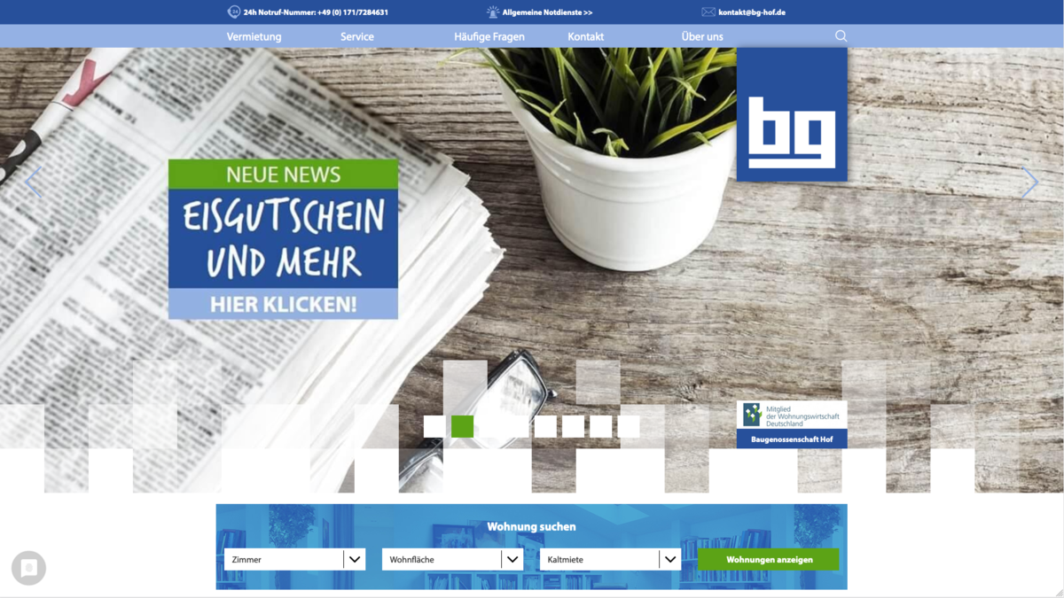 BG Hof Zu sehen ist ein Screenshot der Ergebnisse aus der Zusammenarbeit mit unserem Kunden BG Hof