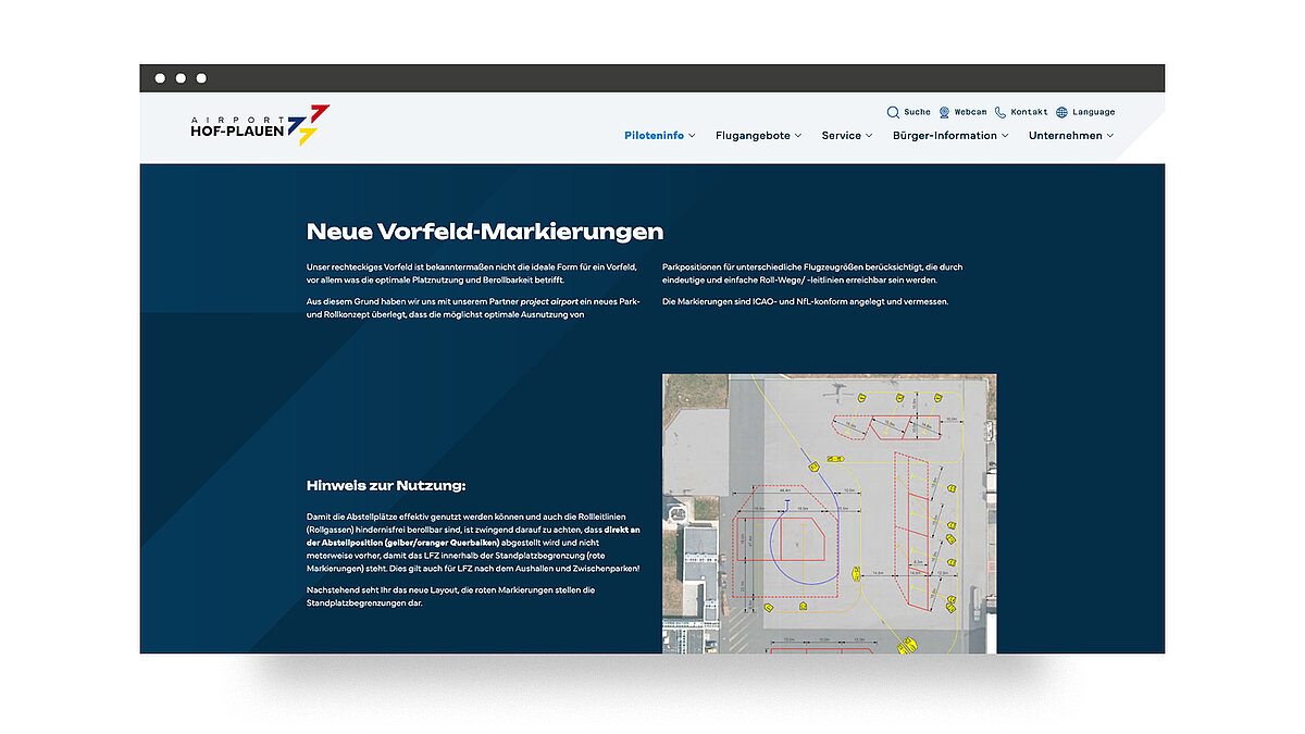 Neue Vorfeldmarkierung am Flughafen Hof-Plauen