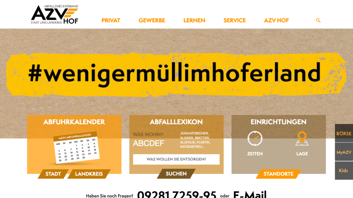 AZV Hof Zu sehen ist ein Screenshot der Ergebnisse aus der Zusammenarbeit mit unserem Kunden AZV Hof.