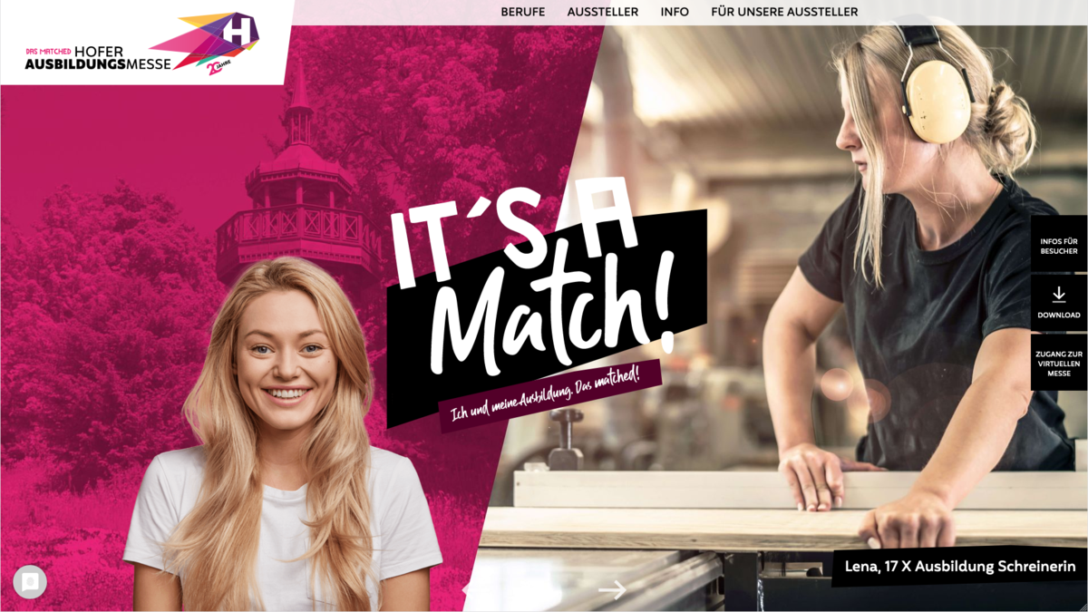 Hofer Ausbildungsmesse Zu sehen ist ein Screenshot der Ergebnisse aus der Zusammenarbeit mit unserem Kunden Hofer Ausbildungsmesse.
