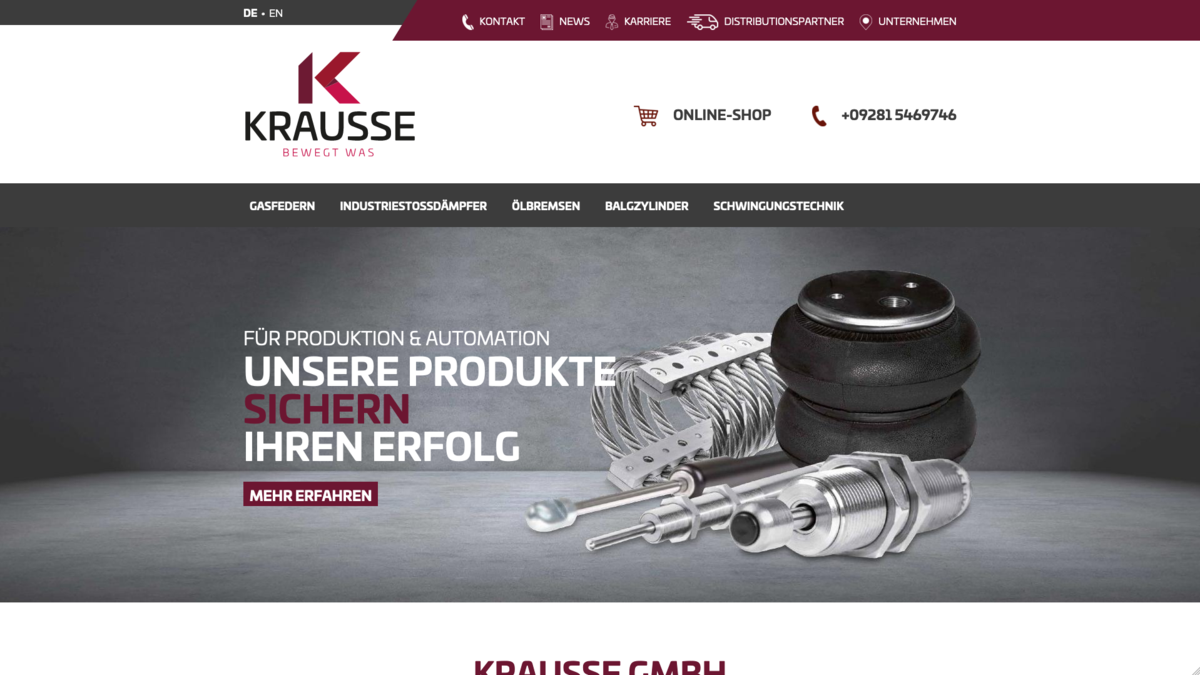 Krausse GmbH Zu sehen ist ein Screenshot der Ergebnisse aus der Zusammenarbeit mit unserem Kunden Krausse.