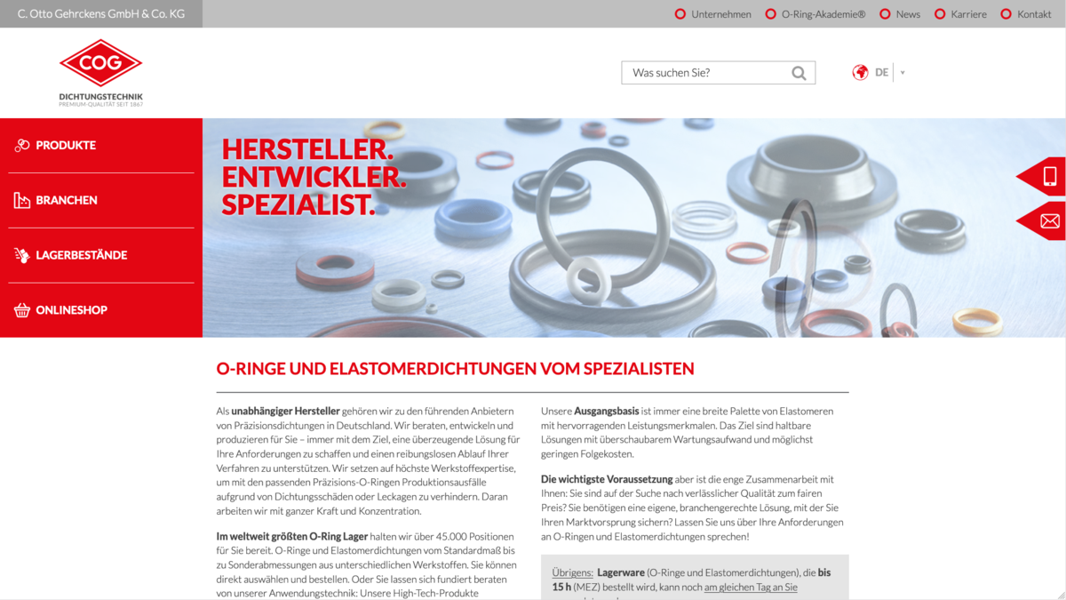 COG Zu sehen ist ein Screenshot der Ergebnisse aus der Zusammenarbeit mit unserem Kunden COG.