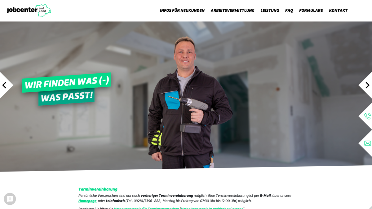 Jobcenter Hofer Land Zu sehen ist ein Screenshot der Ergebnisse aus der Zusammenarbeit mit unserem Kunden Jobcenter Hofer Land.